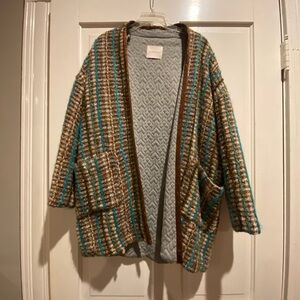 Tweed Quilt Lined Open Coat